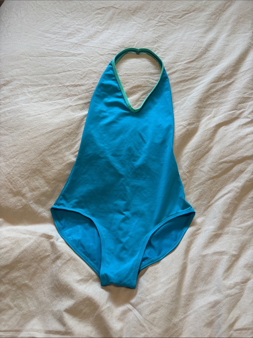 Natalie Dancewear Teal Halter Bodysuit with Mint Trim